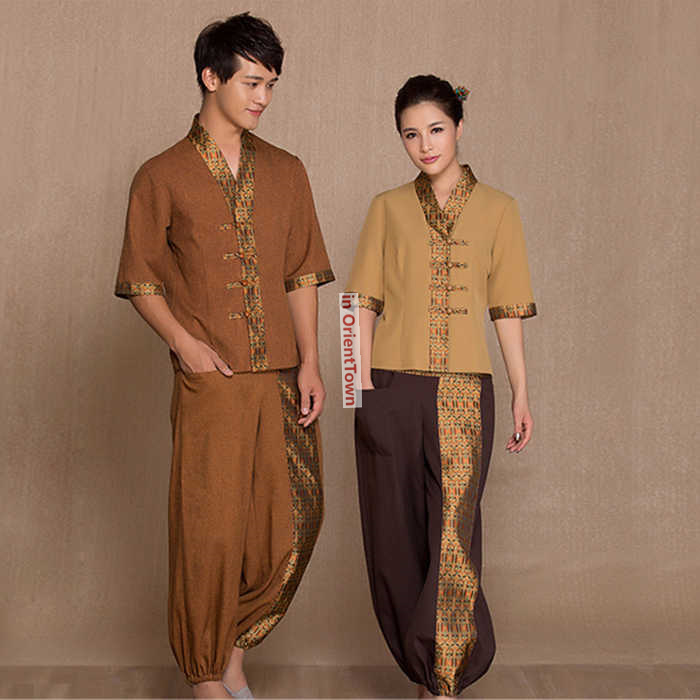 Spa Wellness Thai - ชุดนวดสปาสไตล์ไทย เสื้อ+กางเกง ชุดทำงานเสริมสวย ชุดยูนิฟอร์มพนักงานนวดเท้า อาบน้ำ ดูแลสุขภาพ