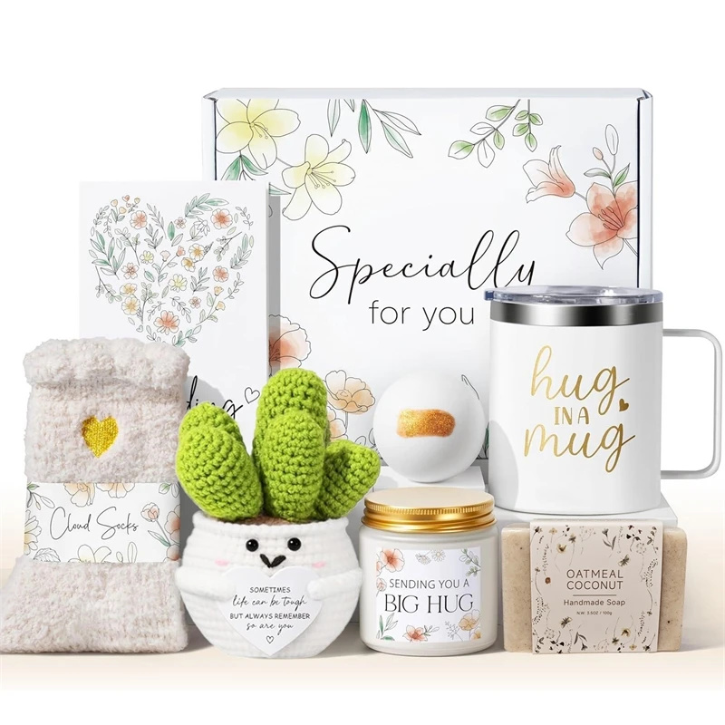 Spa Wellness Usa - ชุดของขวัญดูแลตัวเอง Hug In A Mug กล่องของขวัญสปาแคคตัสถักนิตติ้ง
