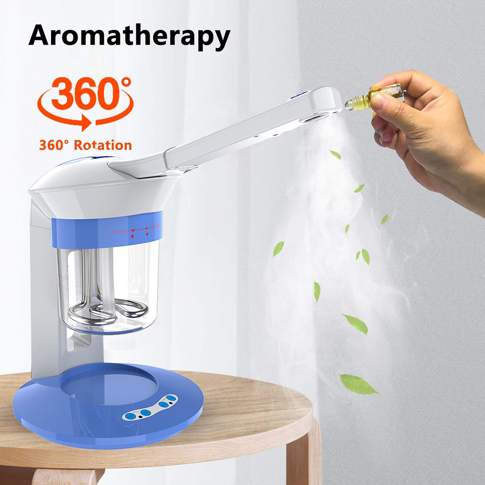 Facial Steamer Nano - เครื่องอบไอน้ำโอโซนร้อนสำหรับผิวหน้า เครื่องเพิ่มความชื้น เครื่องพ่นไอน้ำสำหรับทำสปาหน้าที่บ้าน กลิ่นหอมสมุนไพร อบไอน้ำทำความสะอาดรูขุมขนอย่างล้ำลึก บำรุงผิว